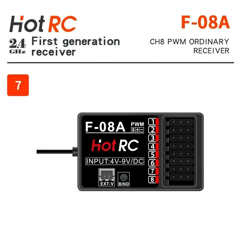 Фото HOTRC F-08A 8-канальный ШИМ-приемник 2,4G для передатчика Hotrc CT-6A CT-6B CT-8A CT-8B CT-10B HT-10A DS600 DS650 DS-4A №1
