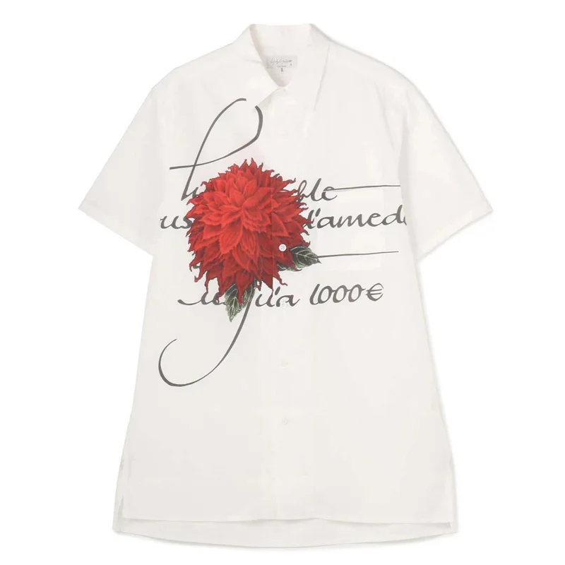 

22SS Flower Printing Fallow Yohji Baggy Short Sleeve Shirt For Men Wome