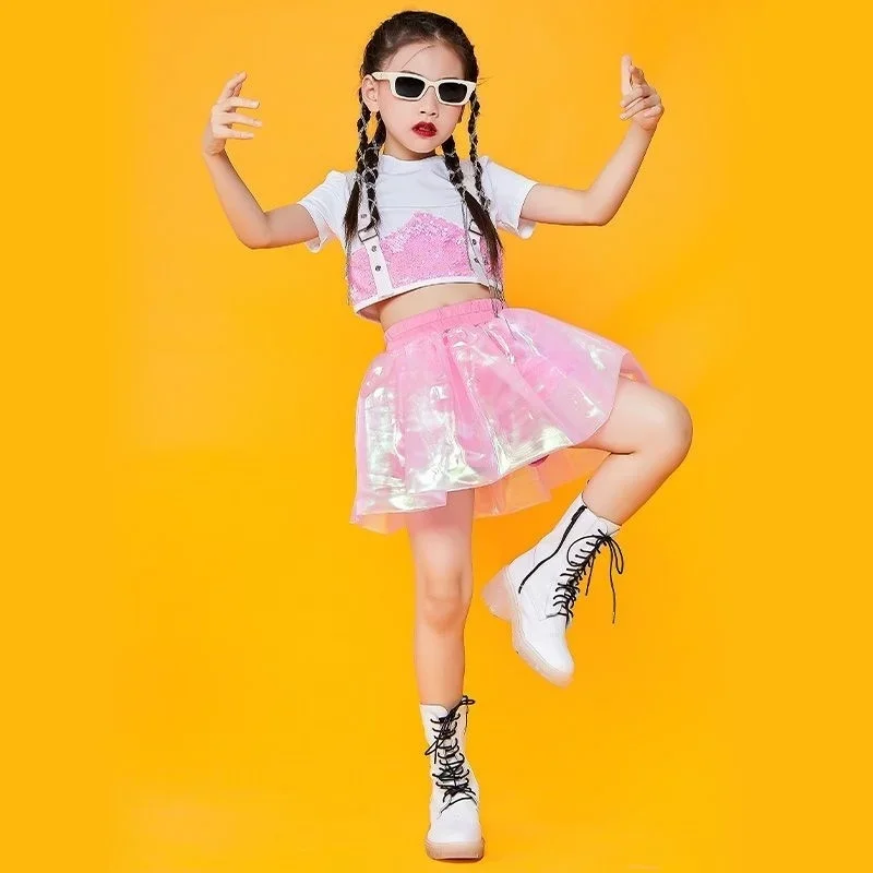 Новинка костюм для джазовых танцев с блестками детское модное платье в стиле