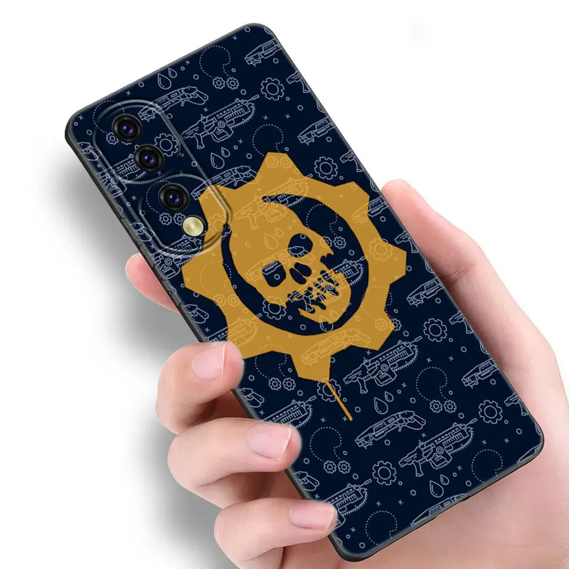 Черная силиконовая телефонная розетка Gears Of-Wars для Honor 70 90 Lite X40 GT X50 i X5 Plus X6A X6S X7A X8A