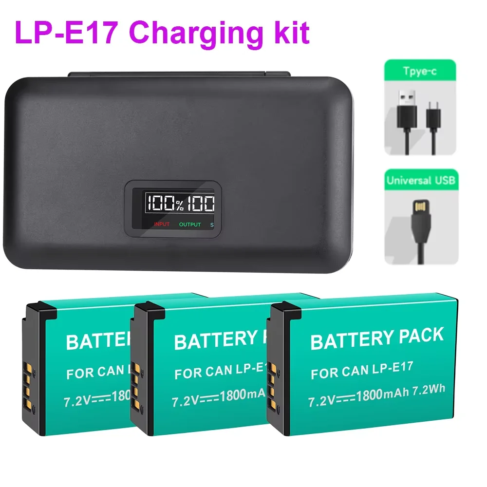 Аккумулятор LPE17 LP-E17 1800 мАч + зарядное устройство USB с ЖК ...
