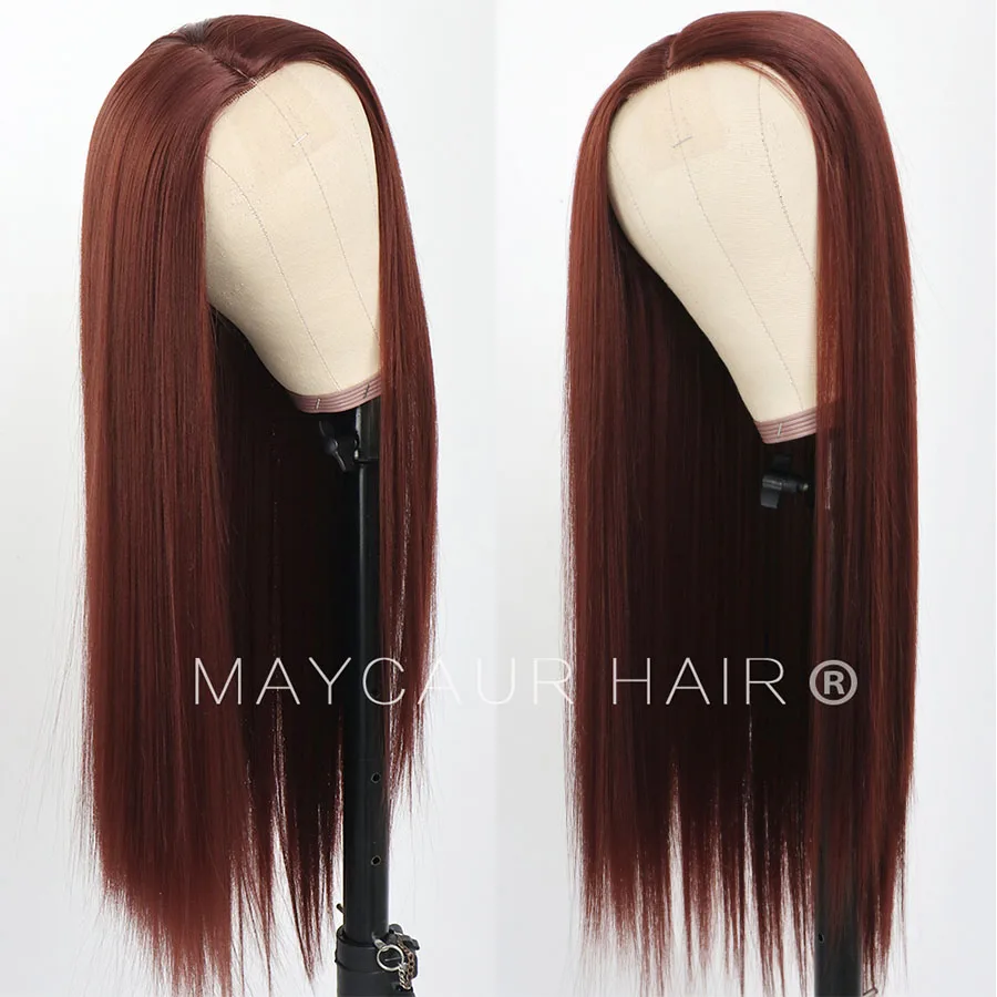 Парики Maycaur на сетке спереди длинные прямые волосы 22 дюйма цвет лаймовый зеленый