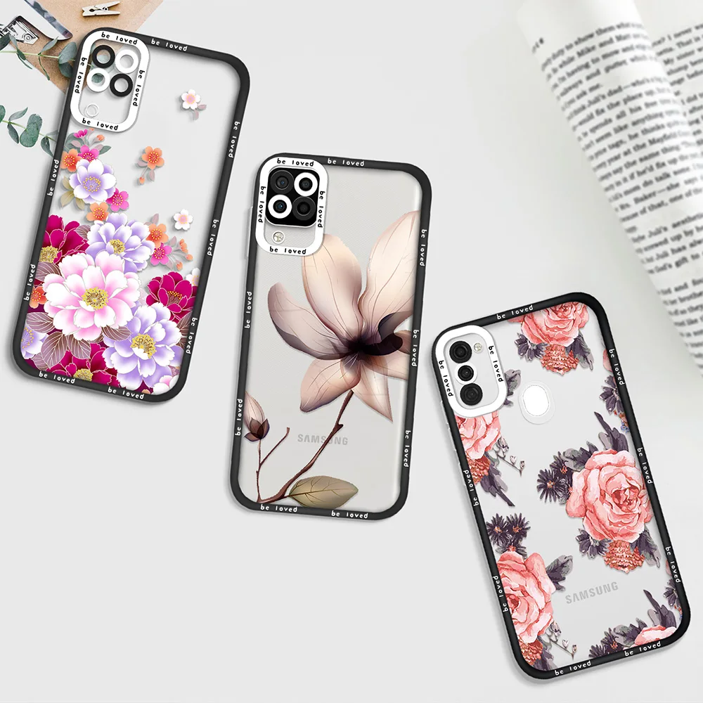 

Flowers Clear Case for Samsung A11 A12 A71 A21S A32 4G A52 A52S A53 5G A72 S22Ultra S22 Plus Shockproof Fundas Soft Back Cover