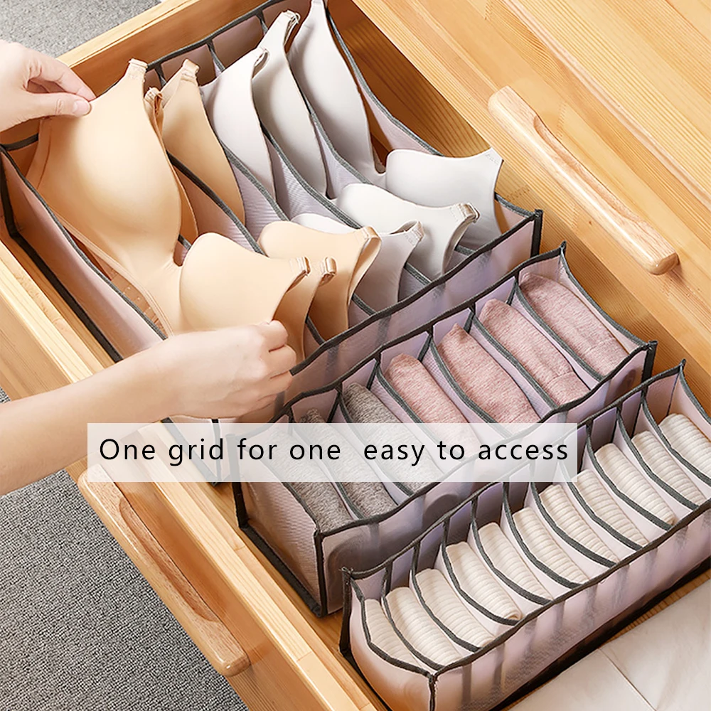 

Storage Box 3-Piece Set Of Socks Underwear Dormitory Grid Bra Storage Grid Home Drawer Type Underwear Fabric Storage
