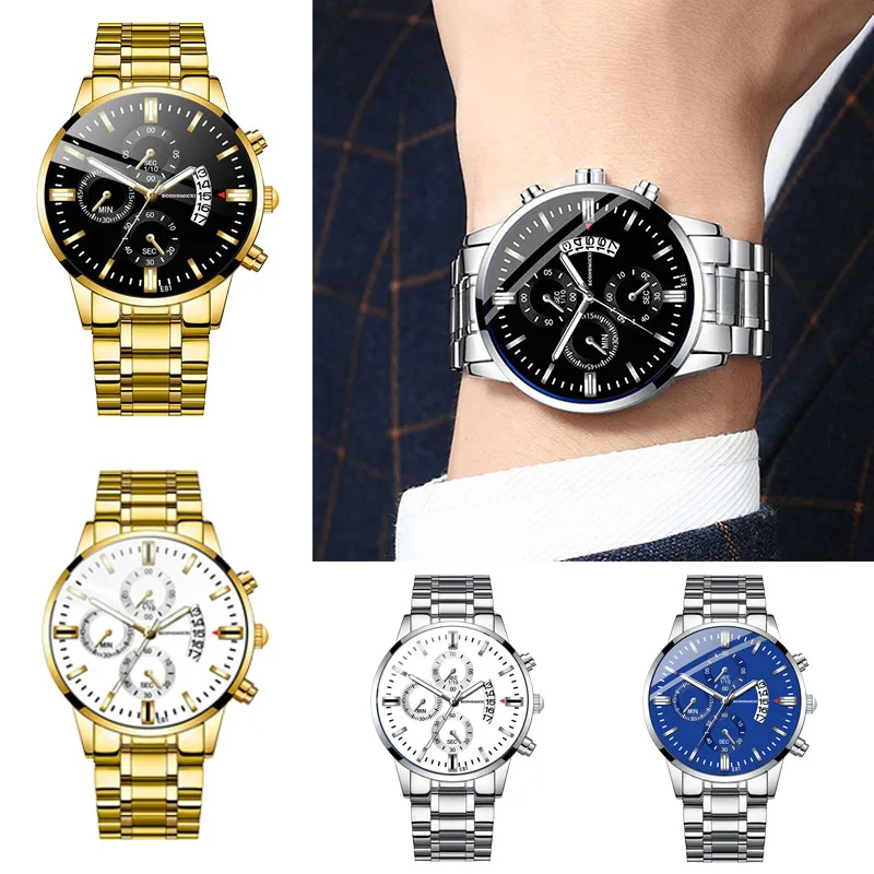

SMVP2022 New Mens Fashion Business Watches Men Sports Stainless Steel Band Quartz Watch Man Calendar Date Clock Relogio Masculin