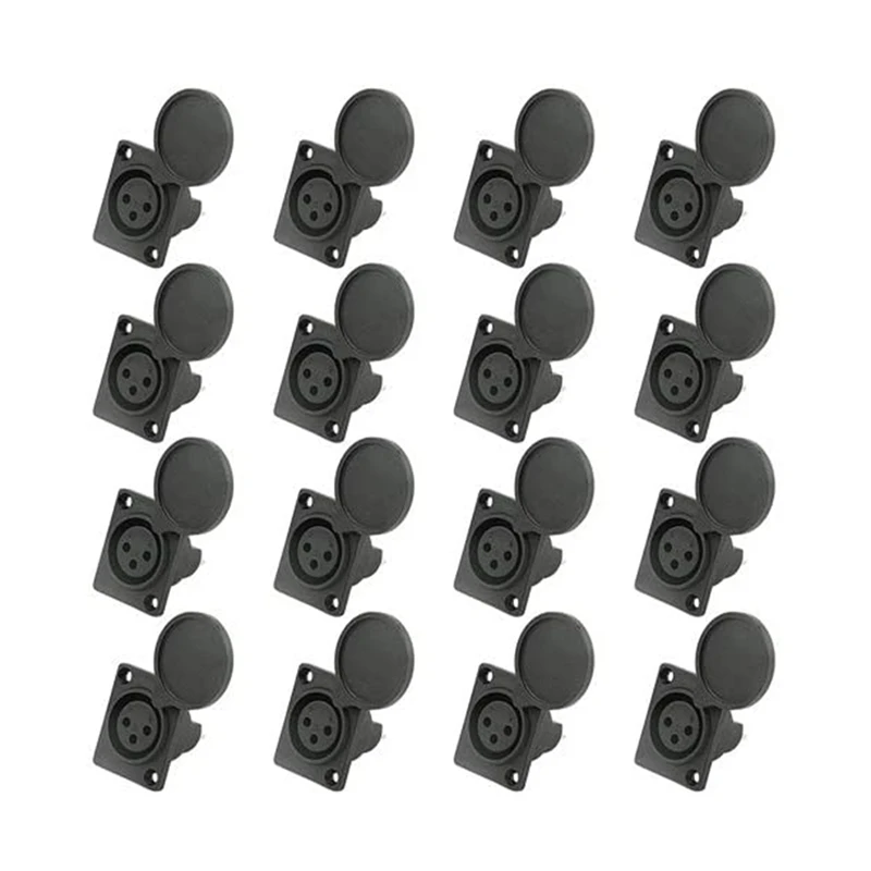 

20Pcs 3 Pin Female Socket Plug Straight Pin Wireless Microphone Chassis Panel Mount Socket Connector With Cover Convert