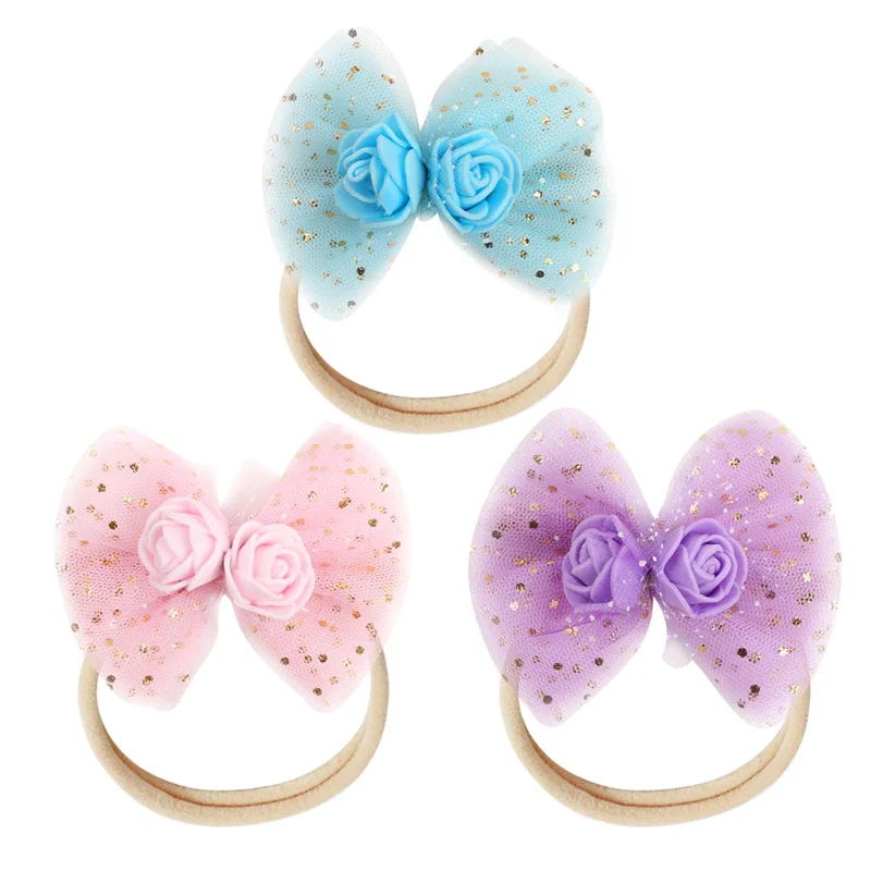 

Детский бант, повязка на голову для маленьких девочек, Детские шифоновые аксессуары для волос с цветами, детские головные уборы, обруч для в...