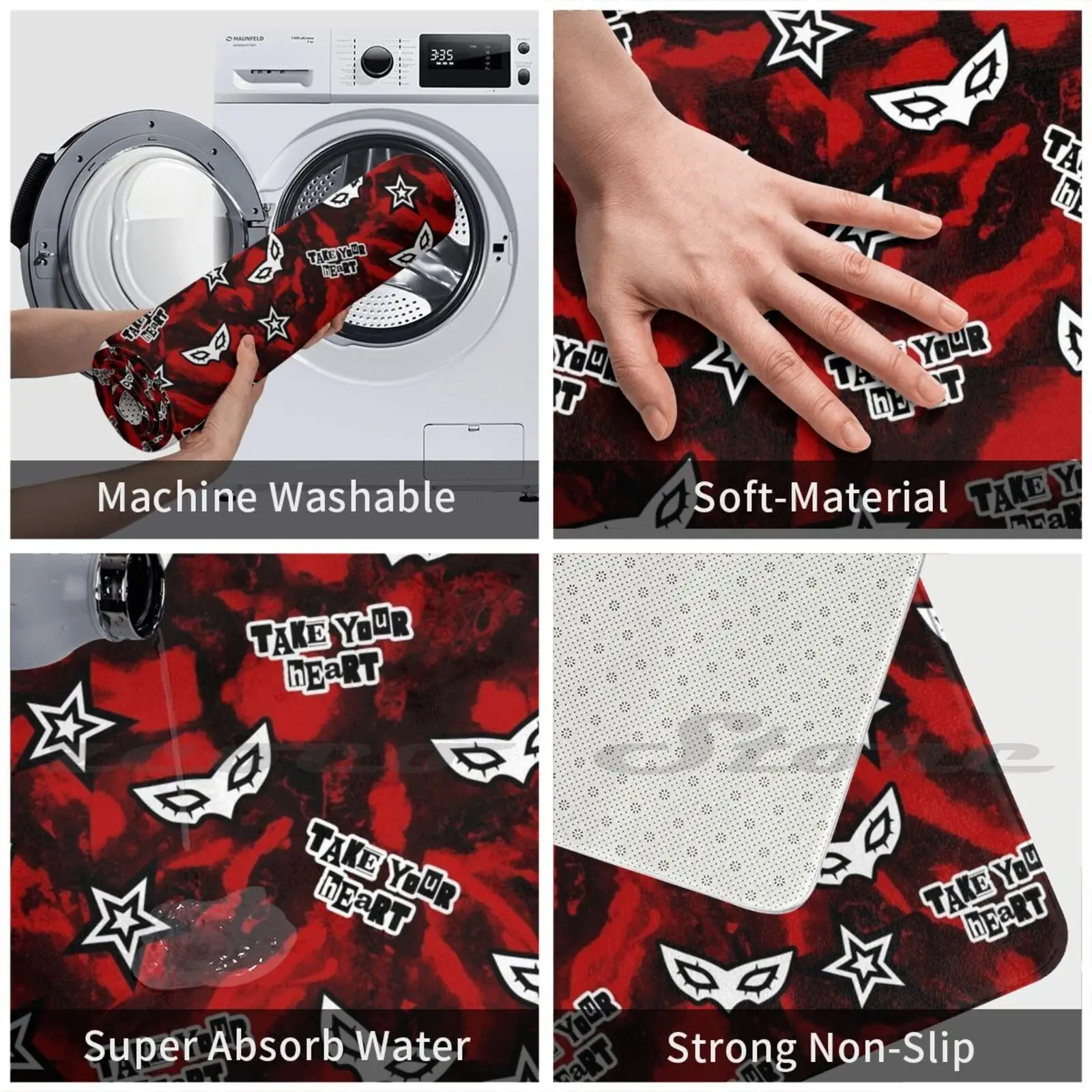Коврик Tie Dye Persona 5 нескользящий коврик для впитывания воды на дверь человек Persona5