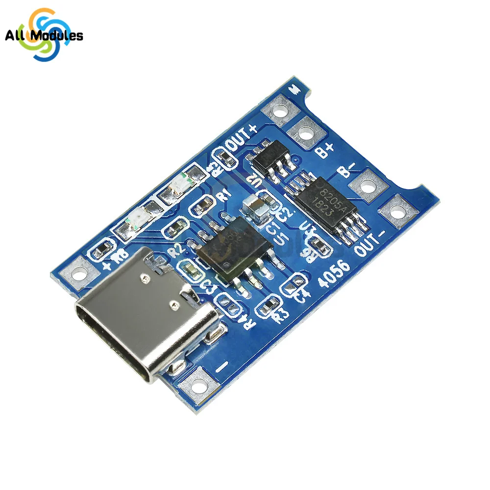 

1-10Pcs 5V 1A TYPE-C Micro USB 18650 TC4056A Lithium Battery Charging Board Charger Module with Protection Dual Functions TP4056