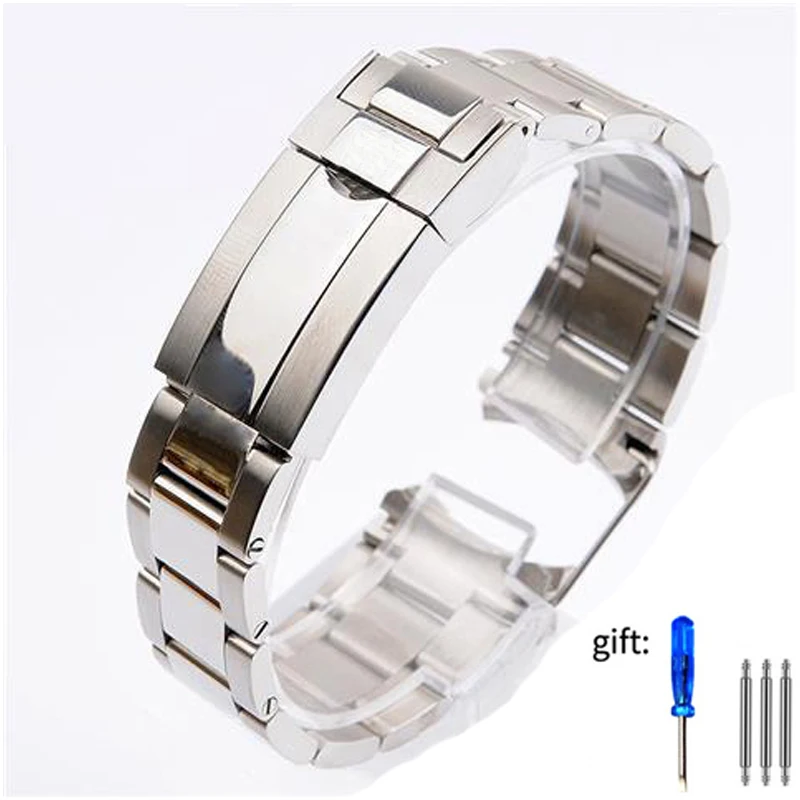 Metal Watchbands For Rolex SUBMARINER DAYTONA Men Folding Clasp Watch Strap  Stainless Steel Watch Bracelet accessories 20 21mm