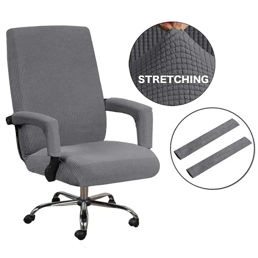 

Computer Office Chair Cover with Armrests Waterproof Elastic Spandex Jacquard Detachable Dust-proof Rotating Seat Chair Cover