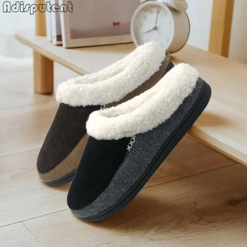 

Мужские тапочки, модная осенне-зимняя сохраняющая тепло обувь, мужская повседневная обувь на плоской подошве, домашние комнатные тапочки д...