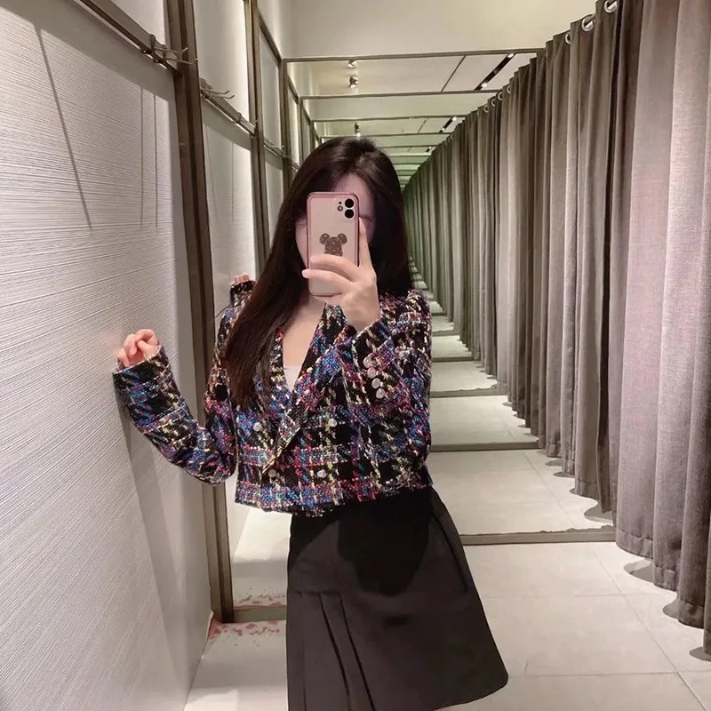 

2023 New Winter Blazer Vintage Coat Popular Versatile Short Suit Casual Slim Korean Jacket Lady Office Work Suit Woman Clothing