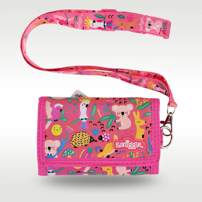 

Австралийский оригинальный Детский кошелек Smiggle, тройная кожаная папка, Розовый Коала, милый кошелек для монет, искусственная сумка для карт 5 дюймов