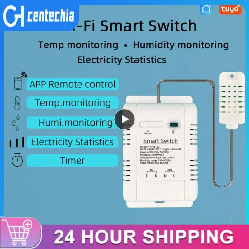 

Смарт-переключатель Wi-Fi с датчиком температуры и влажности и дистанционным управлением через приложение, 2/3/5 шт.