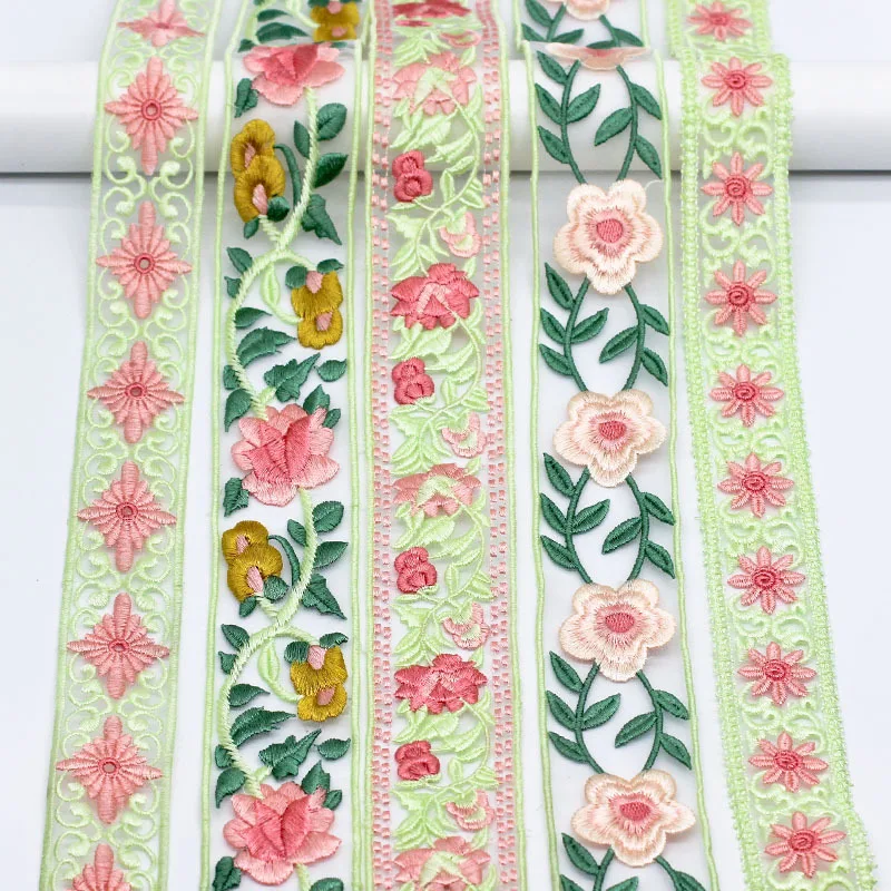 

1 ярд цветочной вышивки, лента для украшения одежды своими руками, сумки, аксессуары, вышитая ткань