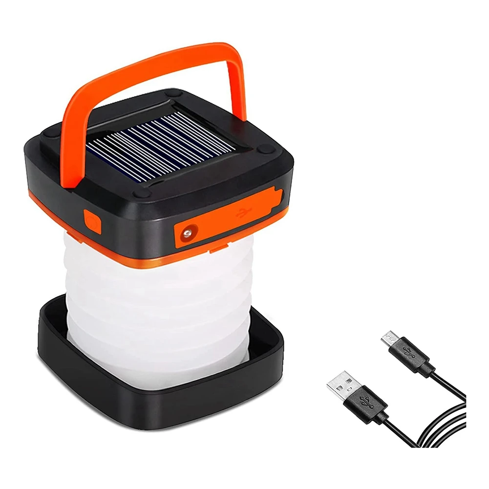 

Solar Powered LED Camping Lanterns-USB Rechargeable Emergency Lights-Collapsible Camp Lanterns for Power Outages,Orange