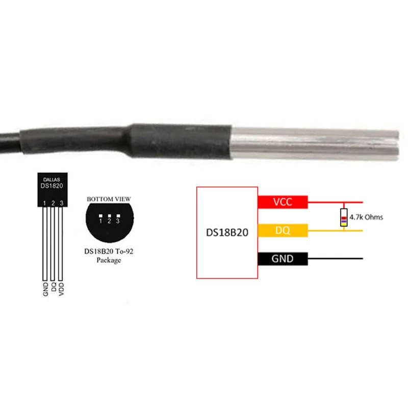 Водонепроницаемый датчик температуры DS18b20 USB-датчик из нержавеющей стали длина 1