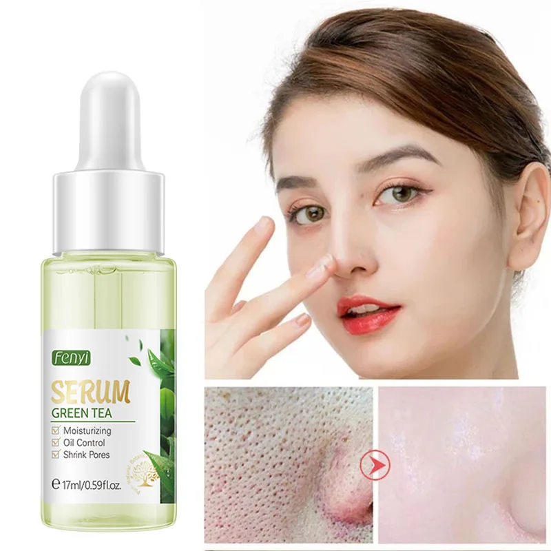 

Green Tea Oil Control Pore Shrink Face Serum Whitening Remove Dark Spots Improve Acne Blackheads Dry Skin Care Korean Cosmetics