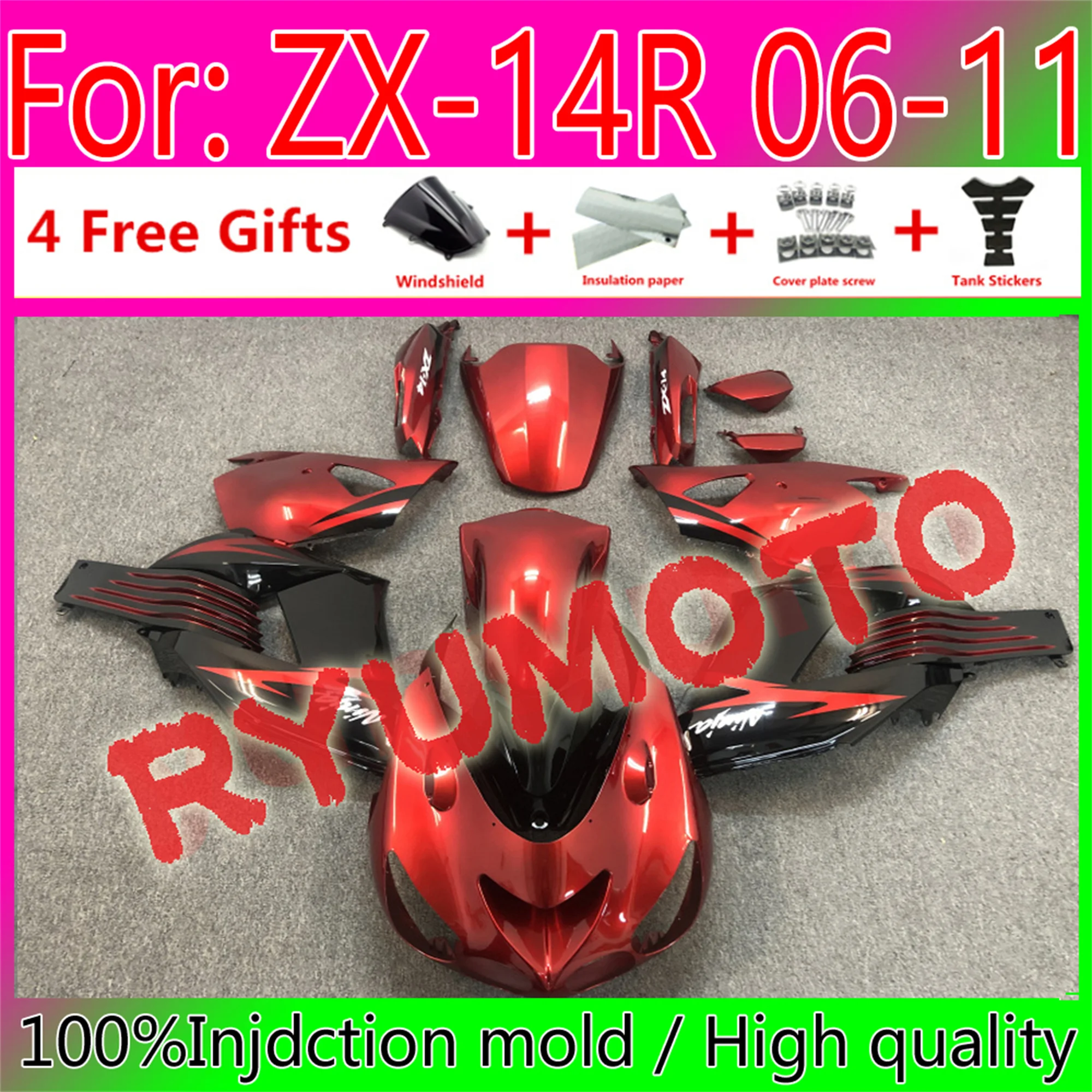 

Обтекатели для кузова из АБС-пластика мотоцикла для Kawasaki ZX14R 06 07 08 09 10 11 Строительная деталь 2006 2009 2011 обтекатель