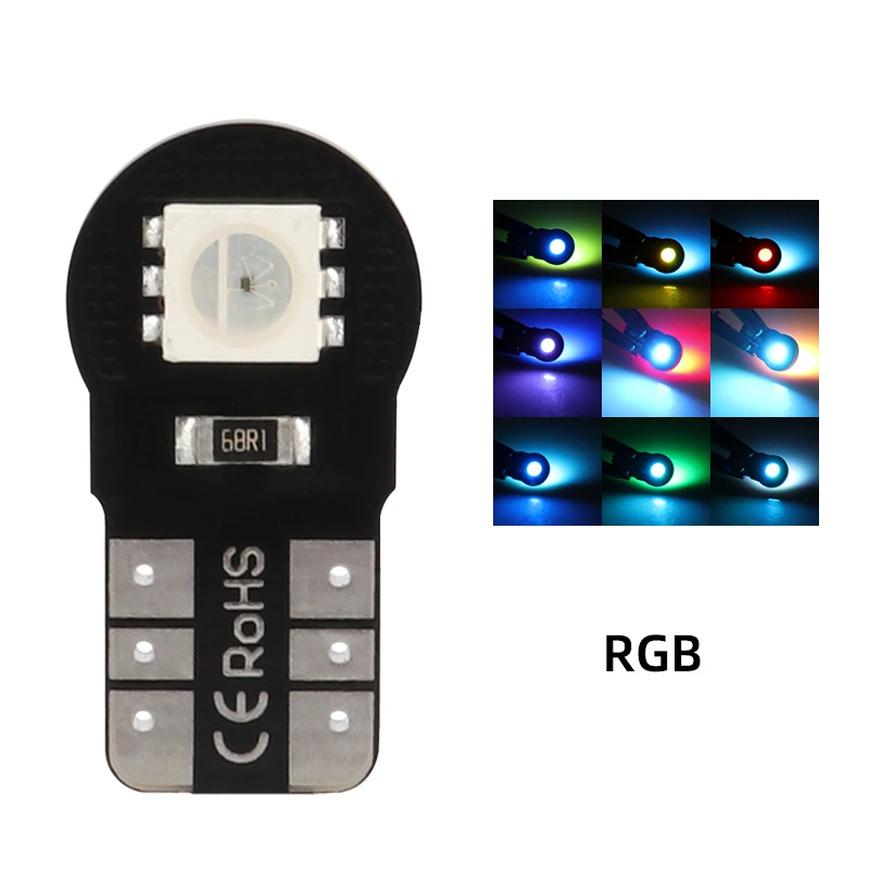 

10 шт. t10 rgb лампа светодиодная t10 rgb W5W 194 168 светодиодная габаритная лампа Внутреннее освещение Свет для чтения Атмосфера Свет для вождения