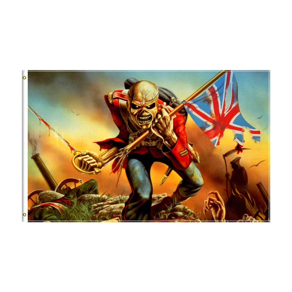 

3x5 Ft Heavy Metal Gift Flag Polyester Printed Skull Skeleton Soldi Banner for Decor