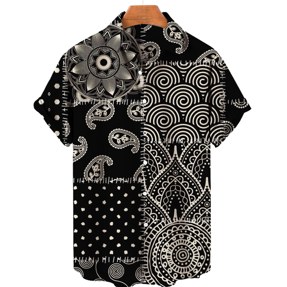 2022 Men's Shirts Summer Hawaiian Shirt Men's Casual Loose Breathable Short Sleeve 3d Cashew Flower Beach Party Street Shirt