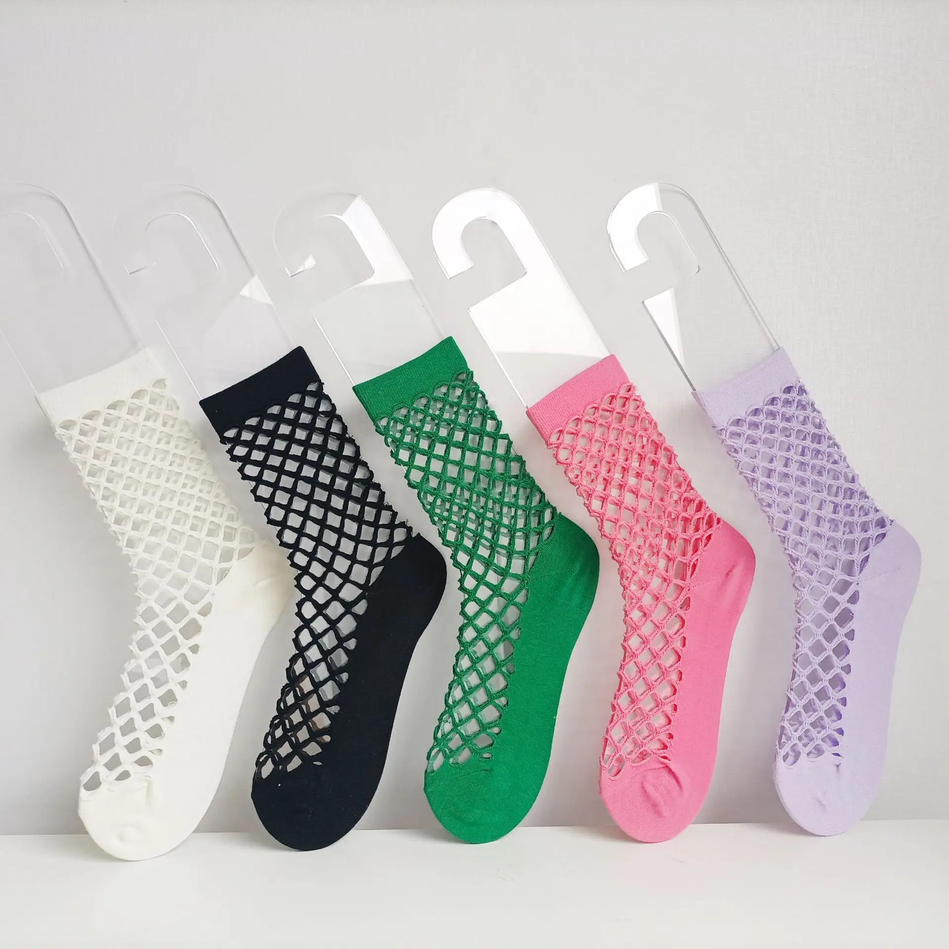 Candy Color  Transfer Female Socks Breathable Heap Heap Socks  In The Hollow Out Mesh Stockings