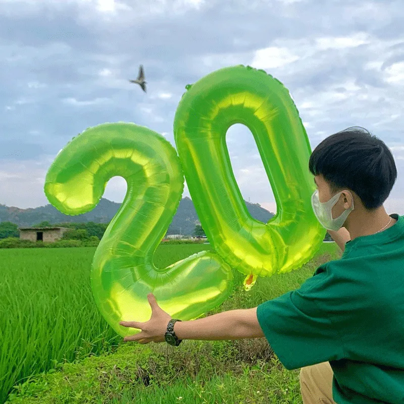 

32 Inch Green Number Metallic Balloons Happy One 123st Birthday Party Balloon Green Sports Theme Birthday Party Balon Kids Favor