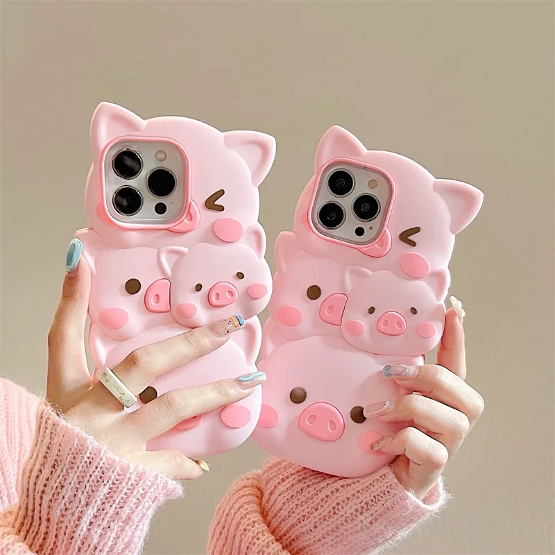 

Silicone Cute Powder Blusher Pig Phone Case Cover for IPhone 14 Plus 11 12 13 14 Pro Max Shockproof Cases for IPhone 14 Case