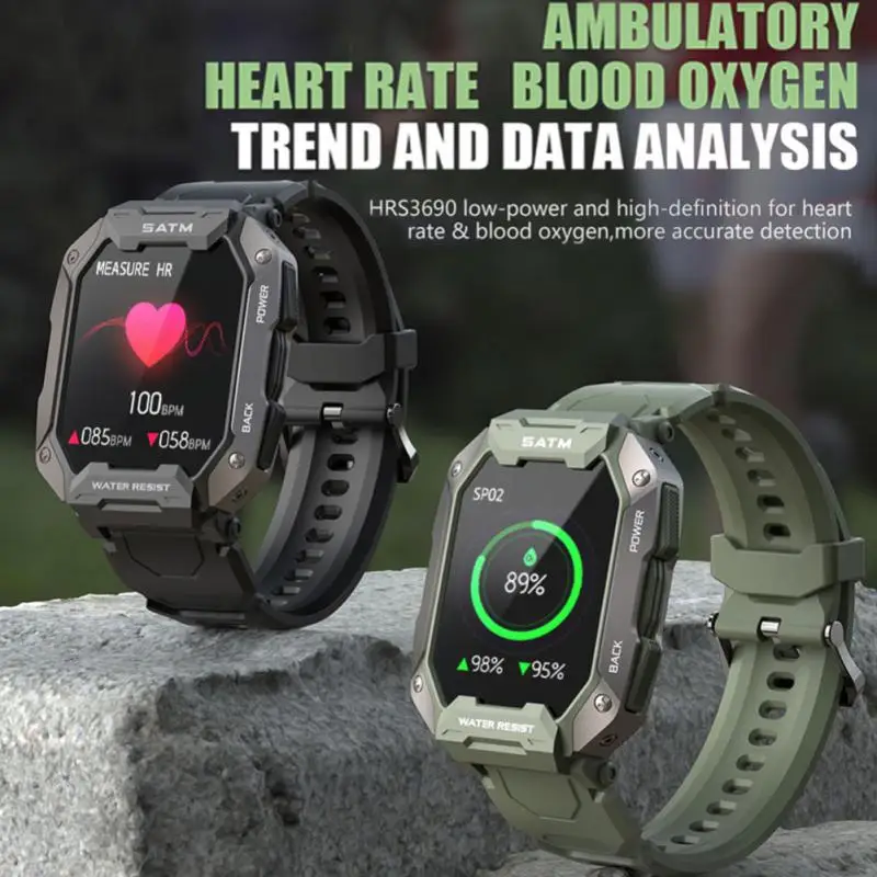 

C20 Military Smart Watch Men Carbon Black Ultra Army Outdoor IP68 5ATM Waterproof Heart Rate Blood Oxygen Satm Smartwatch 2023