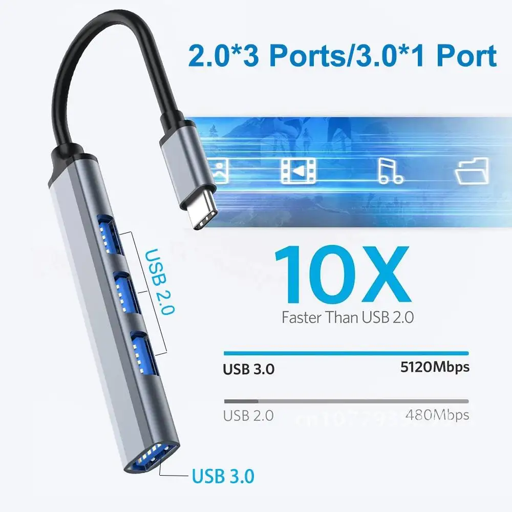USB-разветвитель с 4 портами и поддержкой Otg 3 0 дюйма