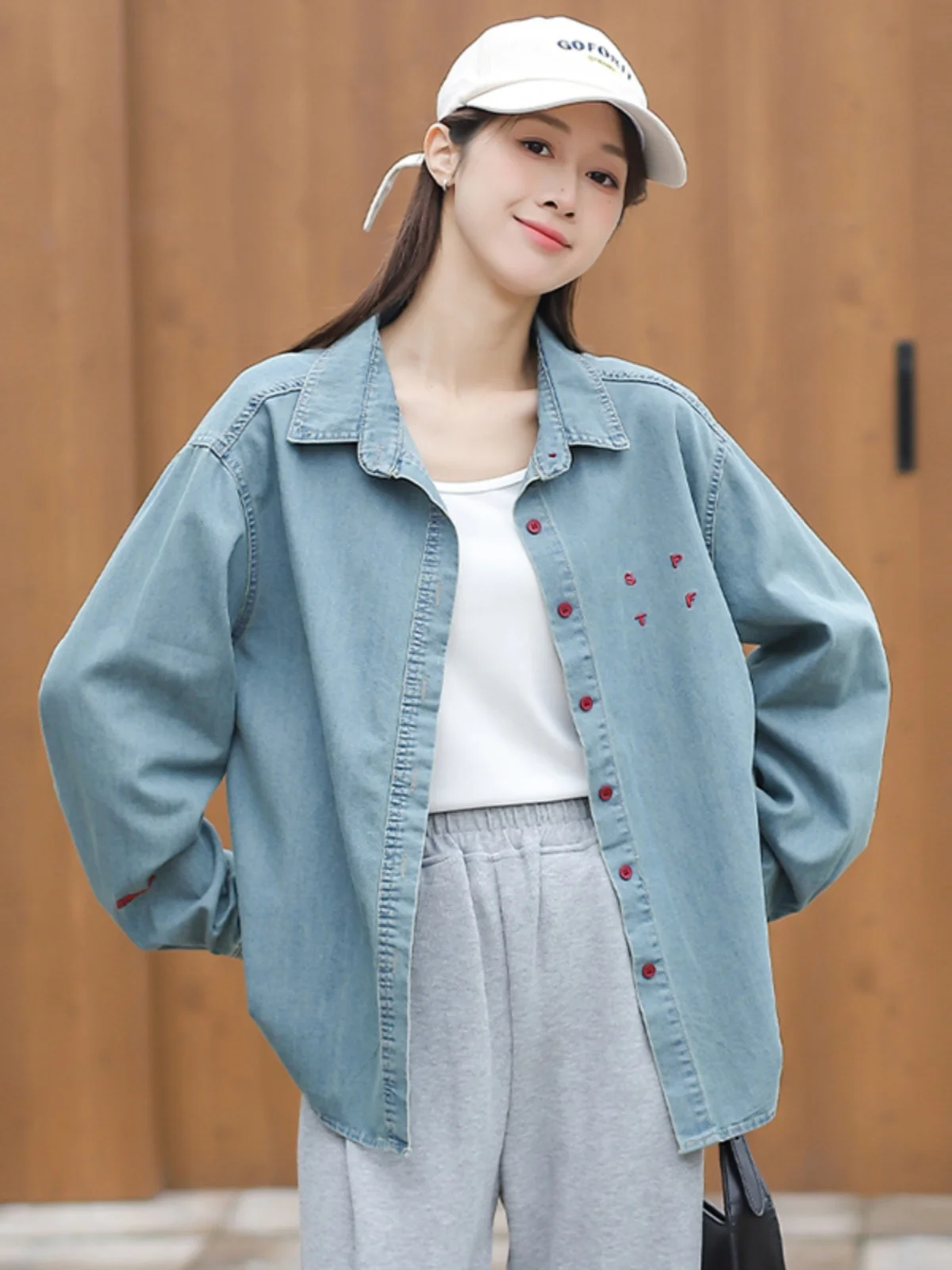 Джинсовые рубашки с длинными рукавами верхняя одежда весенне-осенняя для