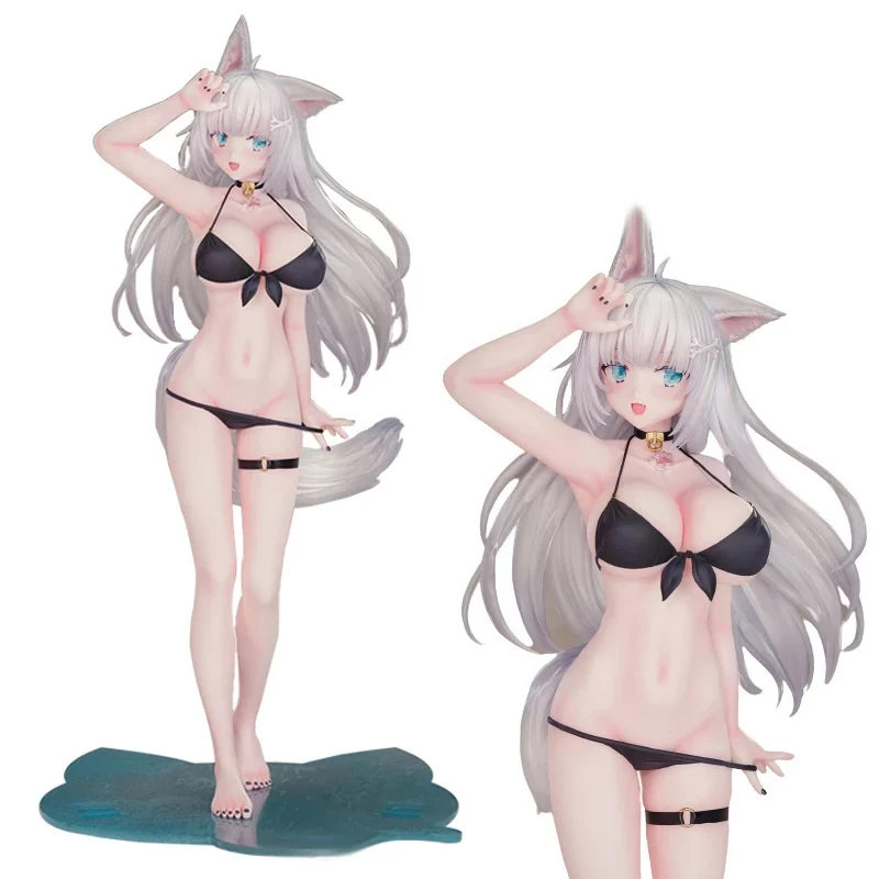 

Genuine Anime Action Figure Cute and Sexy Cat Ear Girl Swimsuit Standing Model Toys PVC Collection Doll Gift Collection Figurine