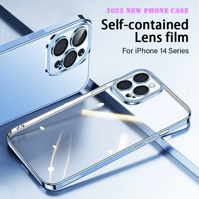 

Case For IPhone 14 13 12 Pro Max Back PC Eadge Silicone Shockproof Full Lens Protection Cover For IPhone 13 Transparent