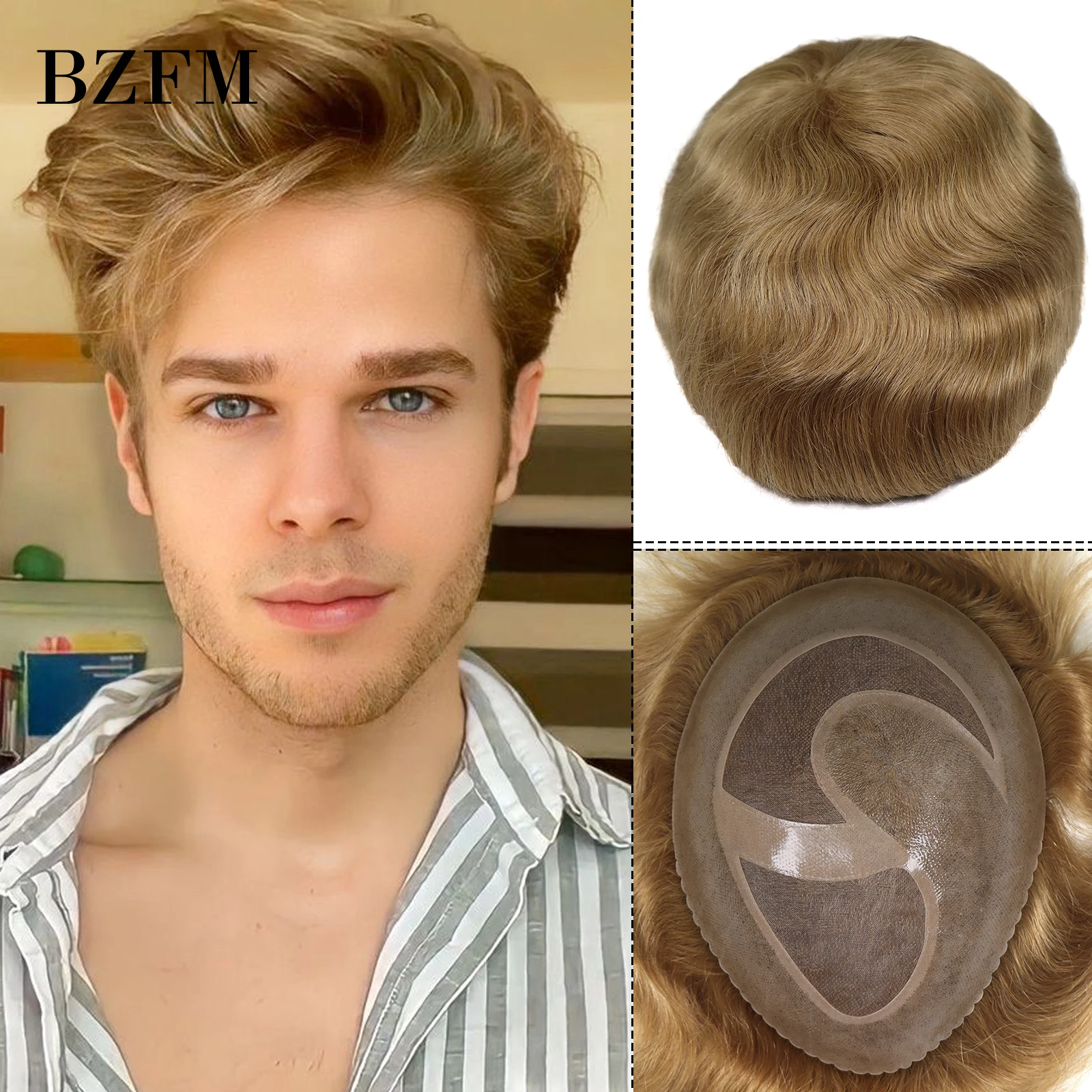 Mono Pu Мужской парик Рыжий желтый Модный выбор Капиллярный протез 6 &quotКороткие