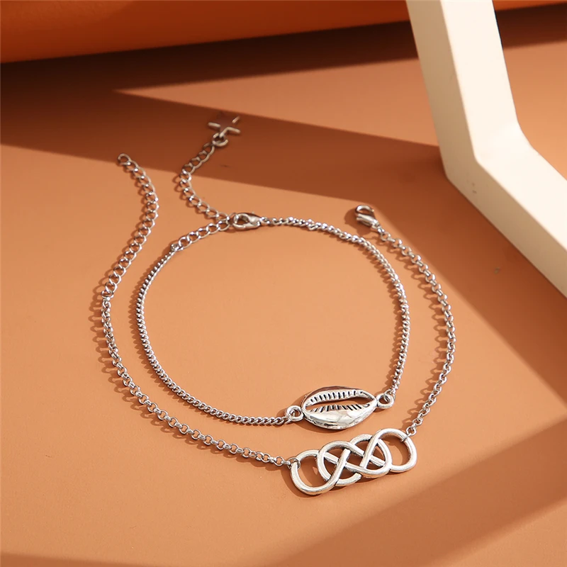 Браслет на ногу женский в богемном стиле украшение под золото виде цепочки с