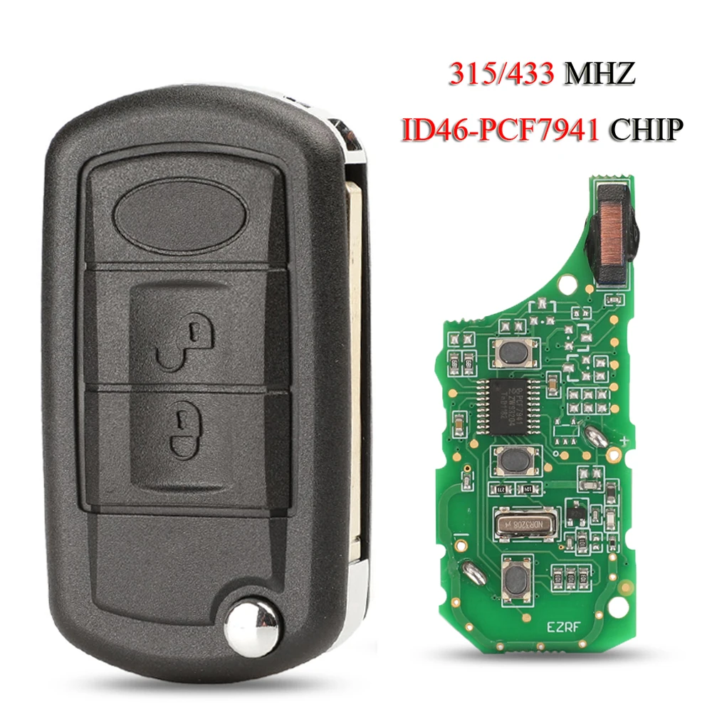 

jingyuqin Folding Remote Smart Car Key For Range Rover Sport Land Rover Discovery 3 315/433MHz ID46-PCF7941 Chip HU101 Blade