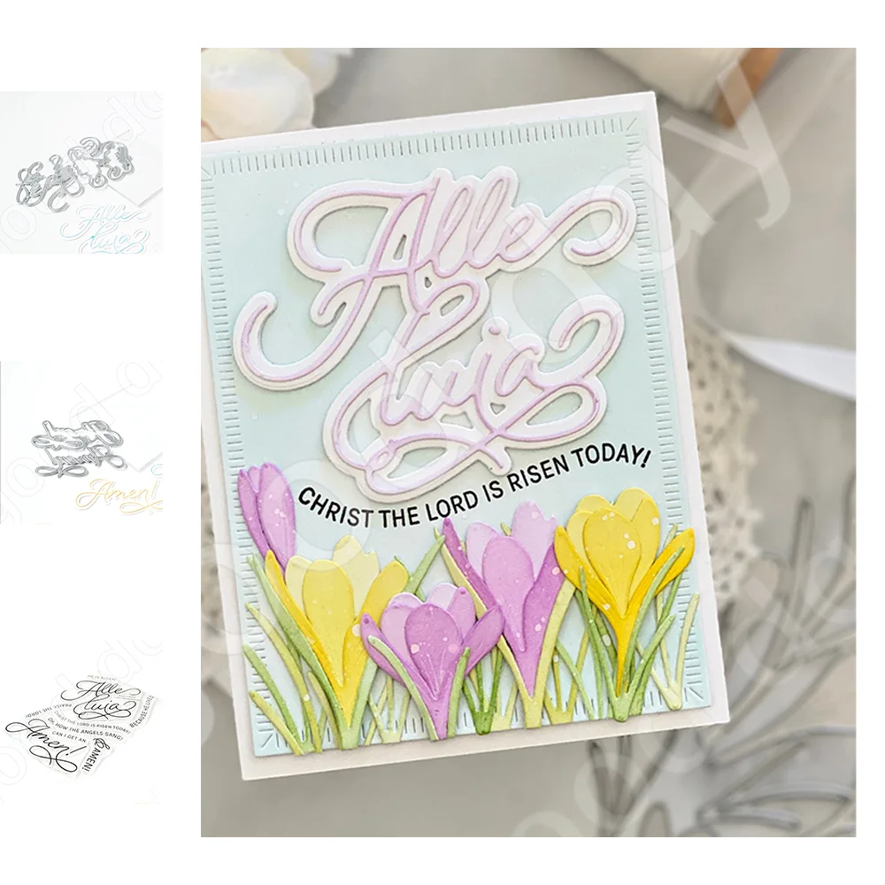 

Spring New Alleluia Metal Cut Dies Clear Stamps Diy Scrapbooking Greeting Cards Coloring Paper Craft Decoration Embossing Molds