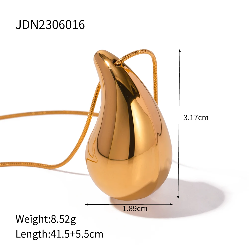 Uworld 18K позолоченное большое ожерелье в форме капли из нержавеющей стали