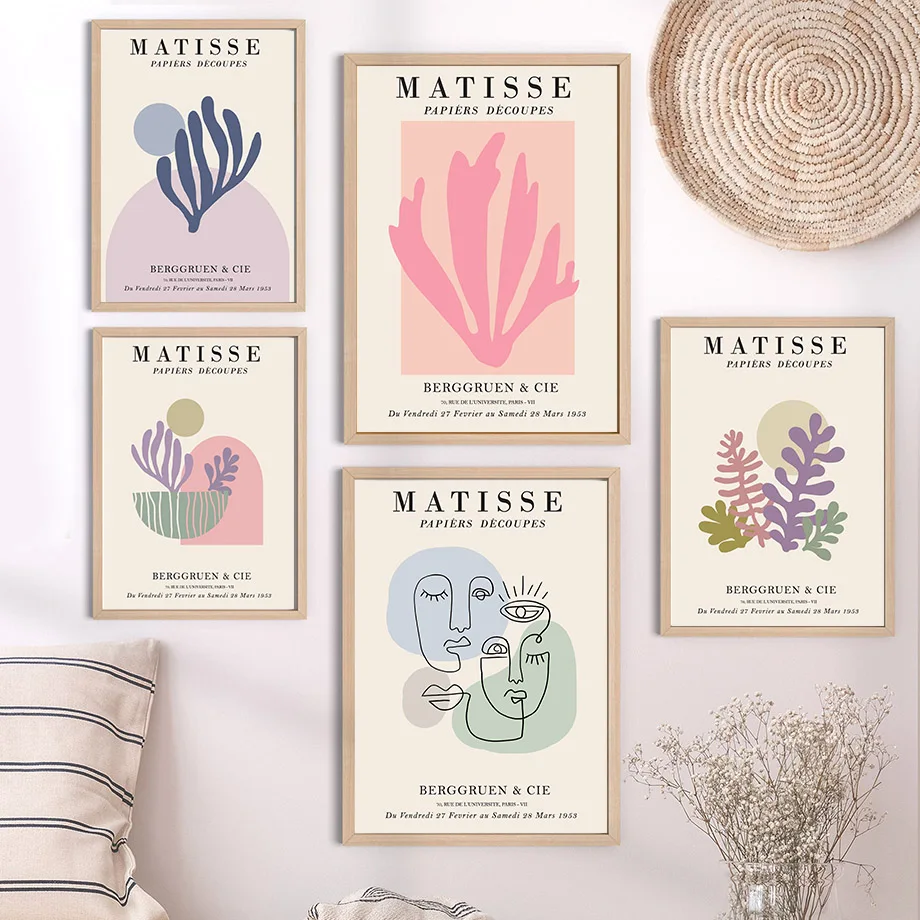 

Abstract Matisse Girl Face Coral Colorful Nordic Posters And Prints Wall Art Canvas Painting Wall Pictures For Living Room Decor