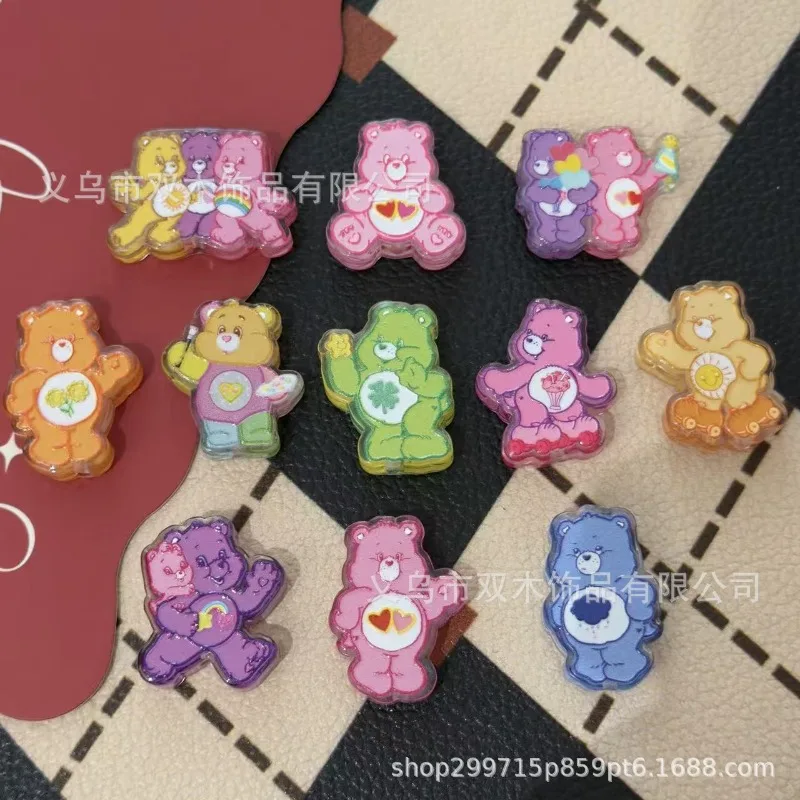 Фото Милые 10 шт. бусины с принтом мультяшных мишек Care Bear для рукоделия, цепочки для мобильных телефонов, подвески для сумок, брелоки, аксессуары для украшений №1