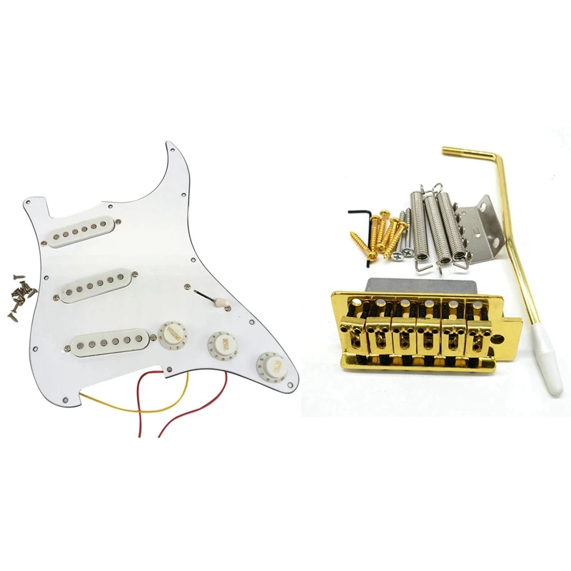 

1 Set Gold Guitar Tremolo Bridge Arm Springs Set & 1 Set Guitar Loaded Prewired Pickguard