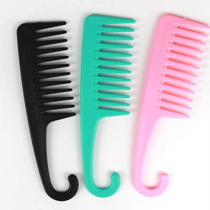 

Plastic Large Wide Tooth Combs Of Hook Handle Detangling Reduce Hair Loss Comb Pro Hairdress Salon Dyeing Styling Brush Tools