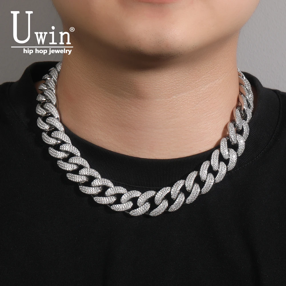 

Uwin 18mm Cuban Chain Zirconia Iced Out Miami Link Micropave y2k Jewelry Men Accessories Women Gifts