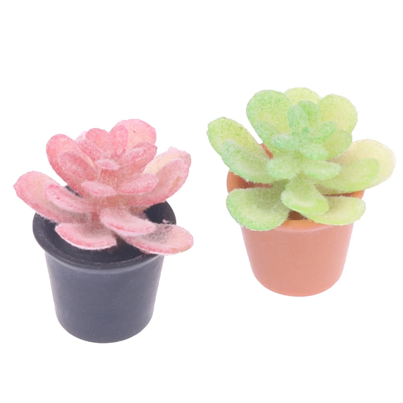 

2pcs Simulation Potted Plants Green Mini Tree Potted Succulent Plants For 1:12 Miniature Pot Doll House Furniture Home Decor