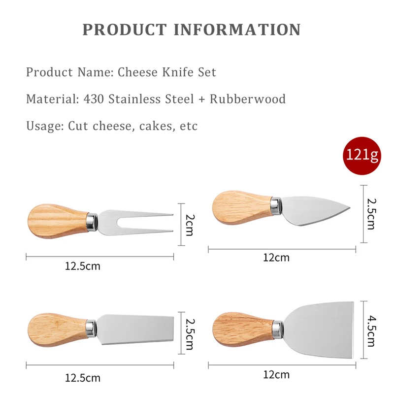 Набор из 4 ножей для сыра нержавеющей стали брикет масла вилка ножа пиццы и набор