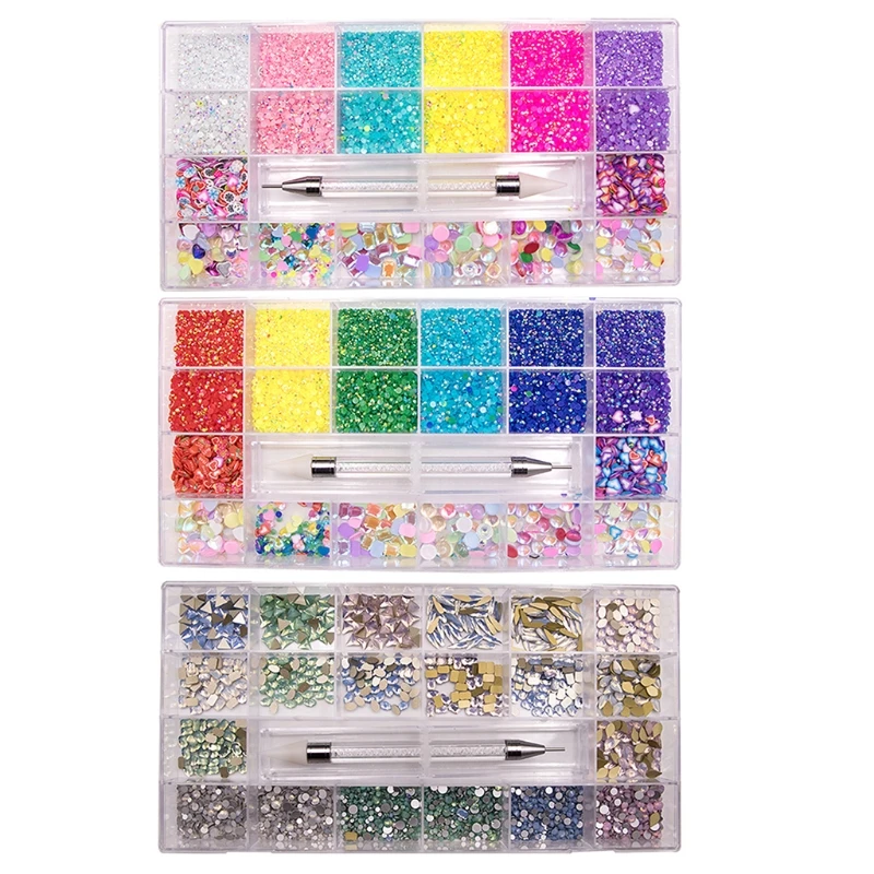 

Nail Art Decoration Multi-Shape Nail Crystals Flatback Round Rhinestones