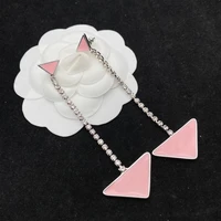 2022 trend fashion pink triangle drip adhesive dangling earrings luxury design womens earrings
