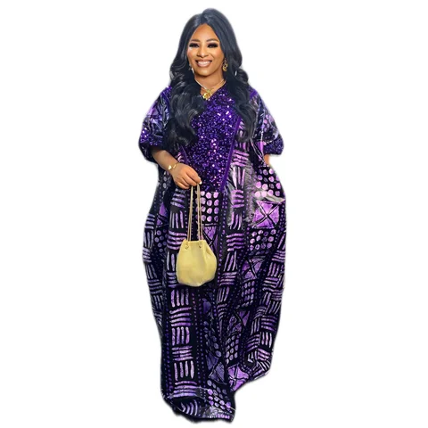 Женское длинное платье свободного размера, платье из 2 частей в африканском стиле с шарфом, Женская традиционная одежда с вышивкой